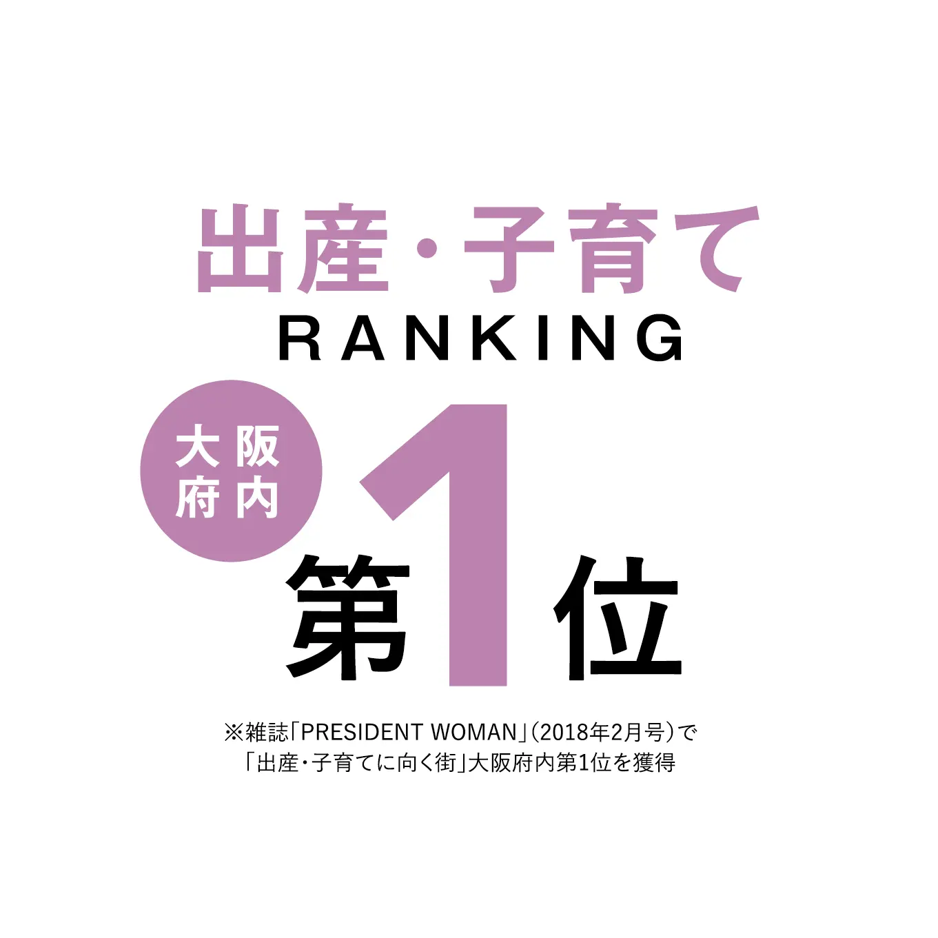 出産・子育て大阪府内第1位